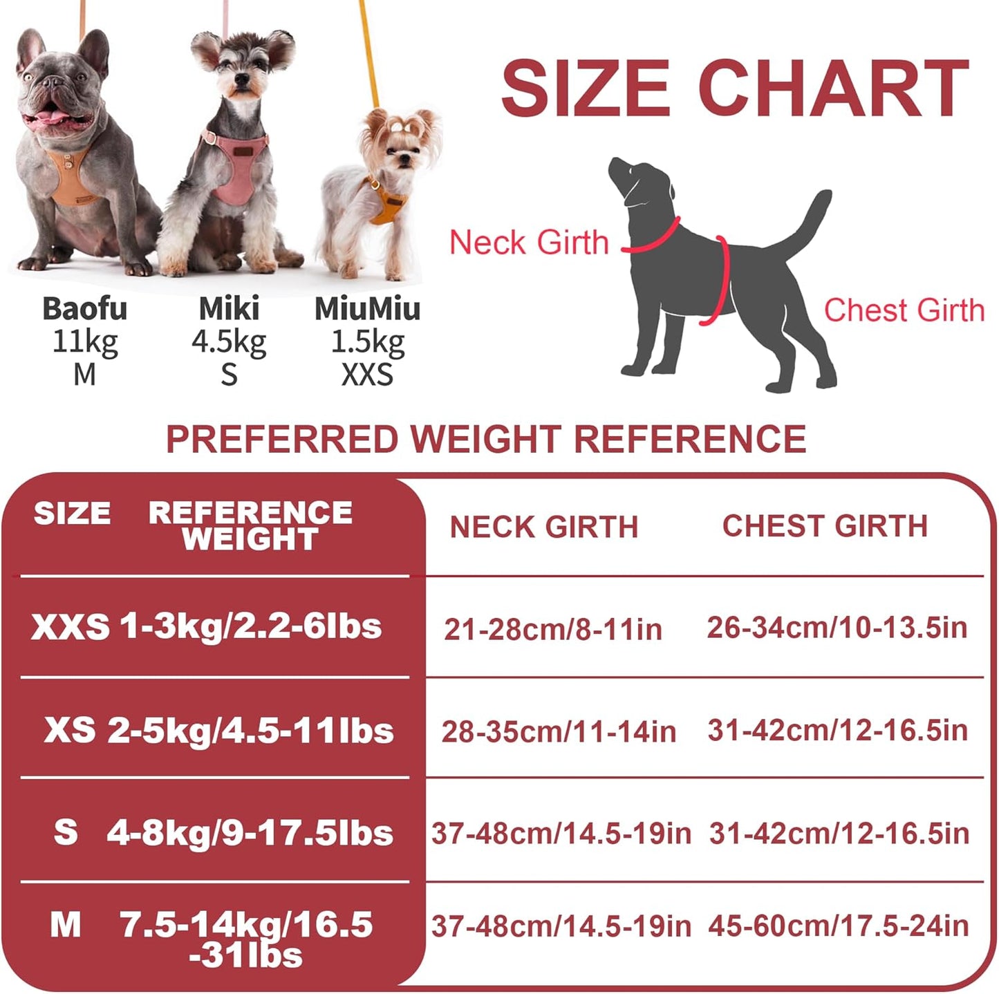 Puppytie No Pull Small Dog Harness with Multifunction Dog Leash,Lightweight Soft Adjustable No Choke Escape Proof Pet Harness Vest Pet Harness Vest,red Hawthorn,S