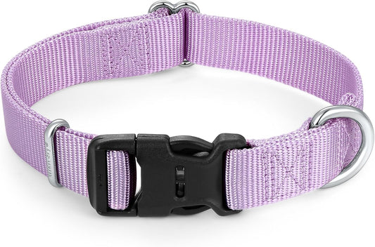 Mikivery Nylon Dog Collar with Quick Release Buckle Soft Adjustable Sturdy for Small Medium Large Dogs Violet,M