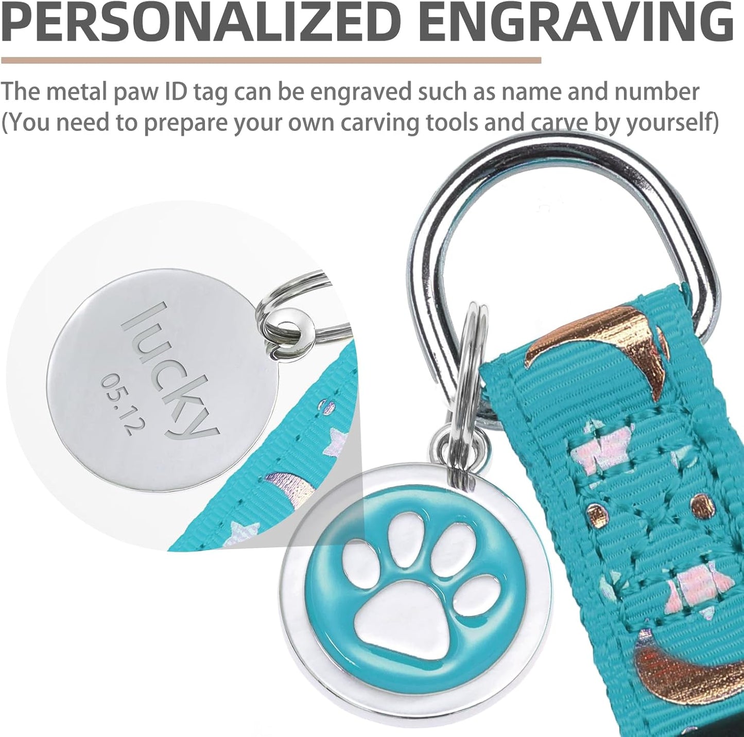 PUPTECK No Pull Dog Harness Soft Adjustable Basic Nylon Step in Puppy Vest Outdoor Walking with ID Tag, Moon Star Sky Blue, S