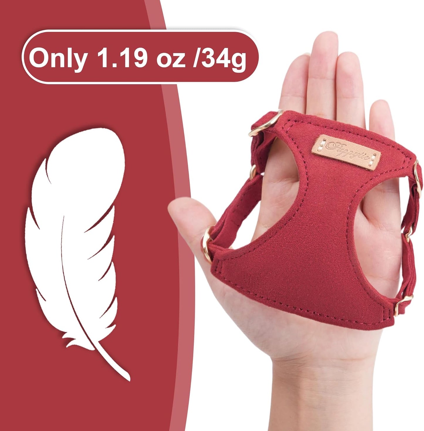 Puppytie No Pull Small Dog Harness with Multifunction Dog Leash,Lightweight Soft Adjustable No Choke Escape Proof Pet Harness Vest Pet Harness Vest,red Hawthorn,S