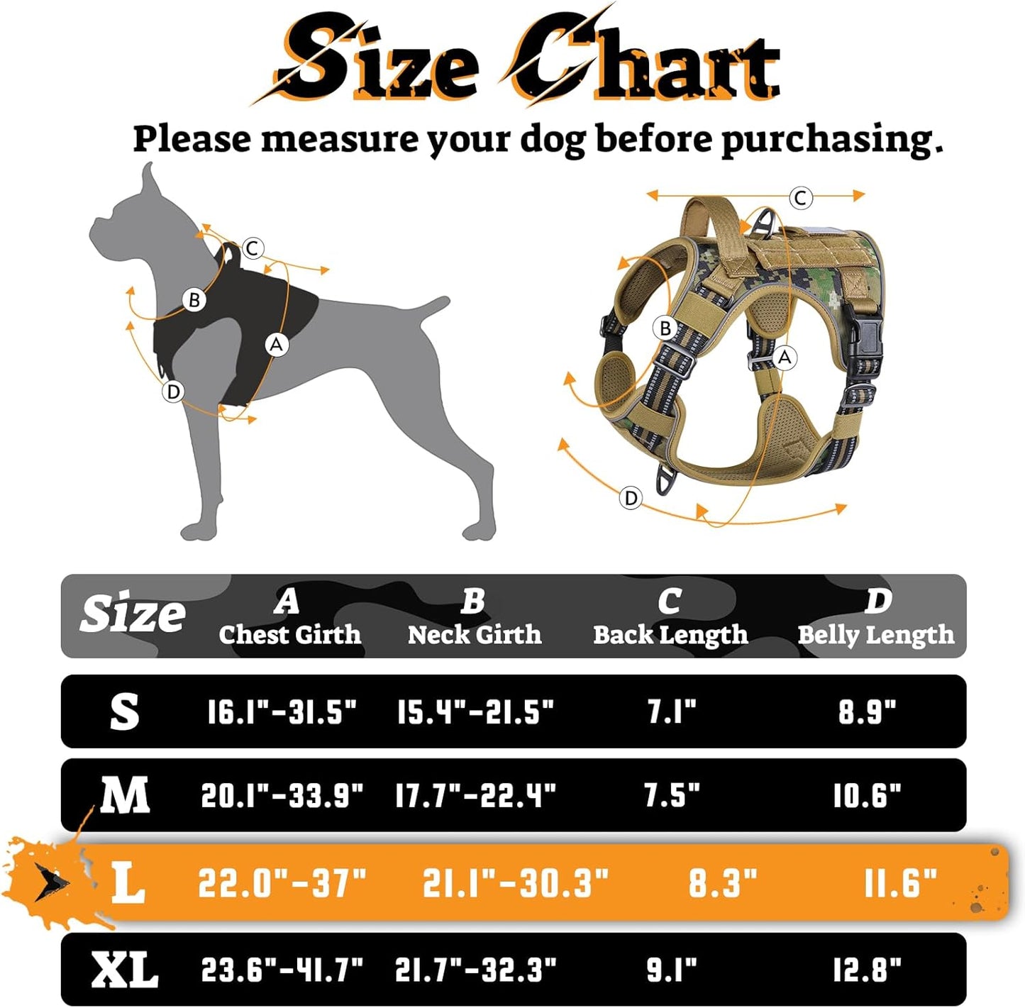 rabbitgoo Dog Harness for Large Dogs No Pull, Tactical Service Pet Vest with Molle and Control Handle, Adjustable and Reflective Military Harness for Easy Walking and Training, Brown camo, L
