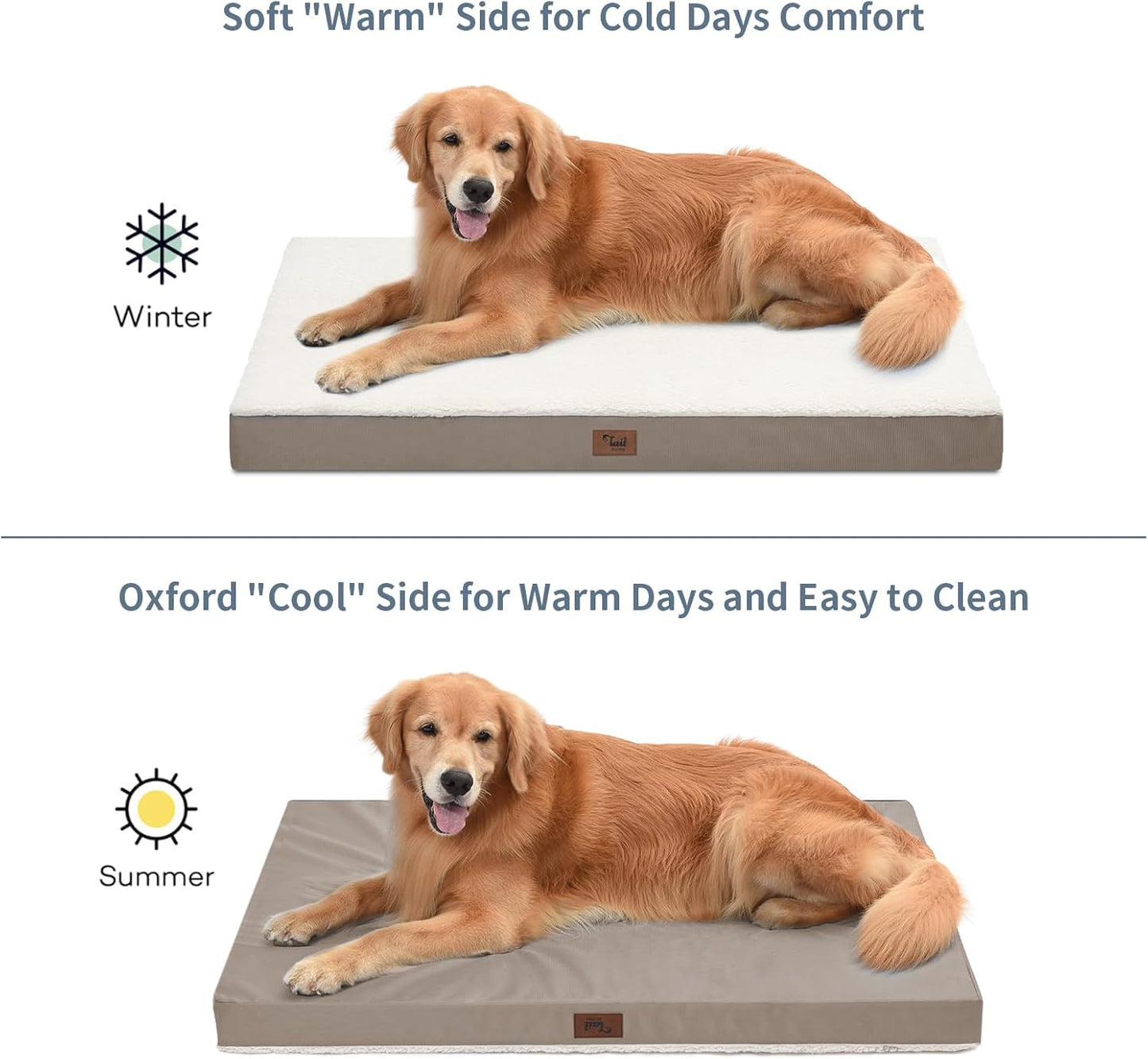 Medium Dog Bed for Medium/Small Dogs, Orthopedic Dog Beds with Removable Washable Waterproof Cover, Egg Crate Foam Pet Bed Mat, Khaki White