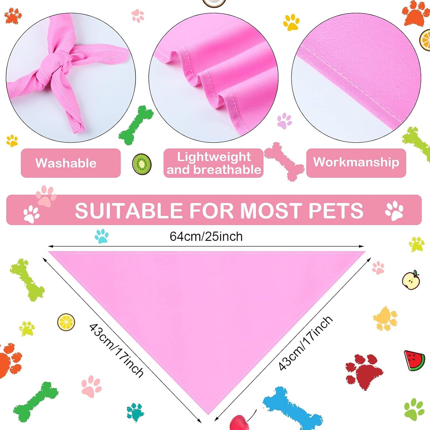 Frienda 12 Pcs Plain Dog Bandanas Blank Puppy Adjustable Triangle Solid Color Dog Bandanas Multicolor Puppy Scarf Heat Transfer Washable Handkerchief(64 x 43 x 43 cm,Vivid Color)