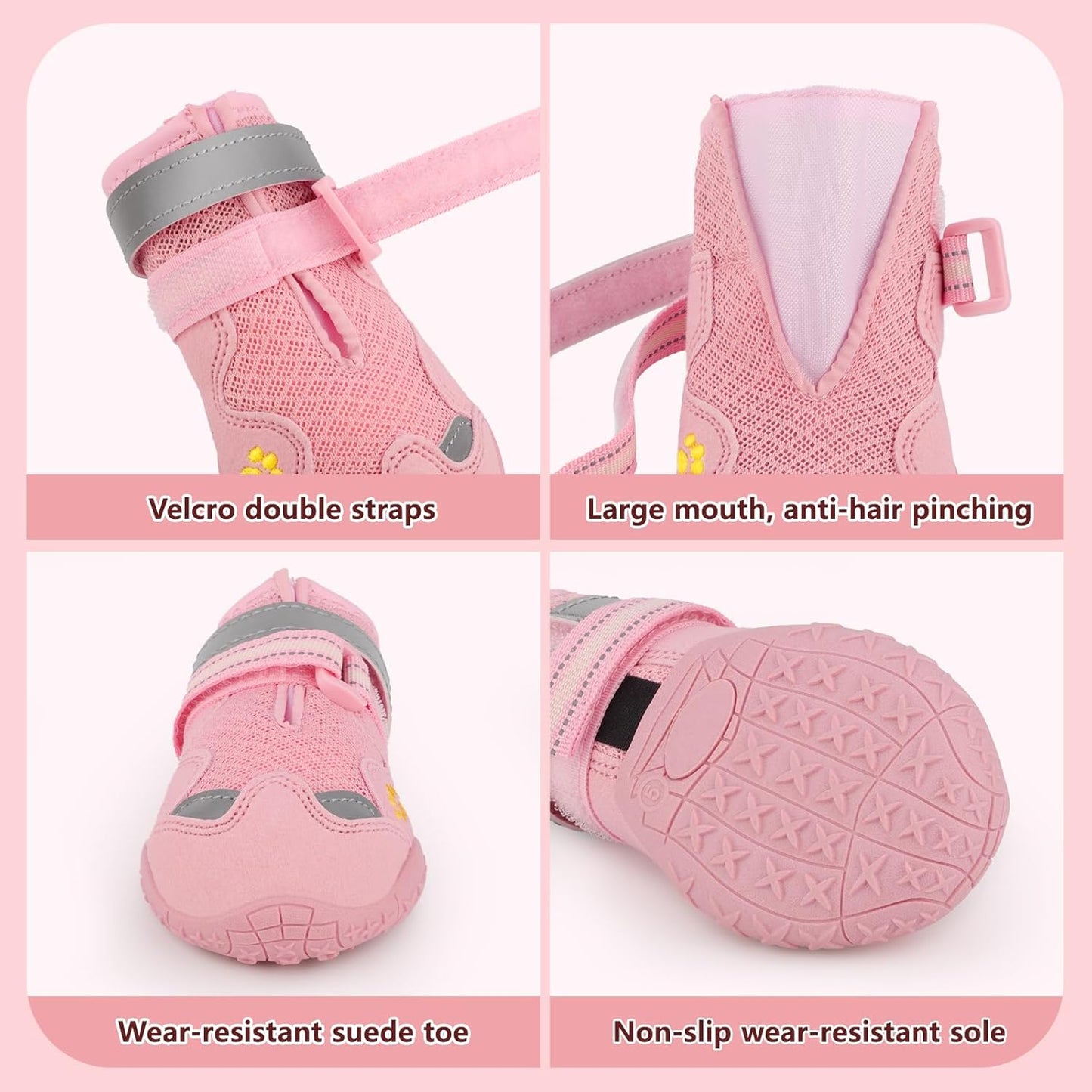 Dog Shoes for Large Medium Small Dog, Mesh Breathable Dog Shoes for Hot Pavement, Anti-Slip Dogs Boots Paw Protectors with Reflective for Outdoor Walking Indoor Hardfloors (Size 7)