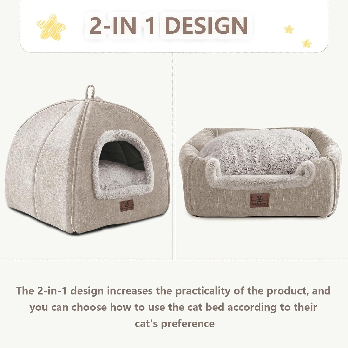 Cat Bed for Indoor Cats - Cat Cave Cat House Cats Tent with Removable Washable Cushioned Pillow, Soft and Self Kitten beds