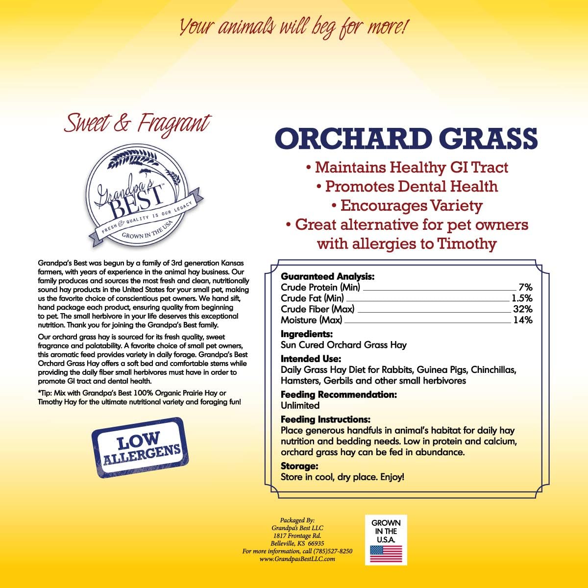 Grandpa's Best Orchard Grass Bale, 40 oz