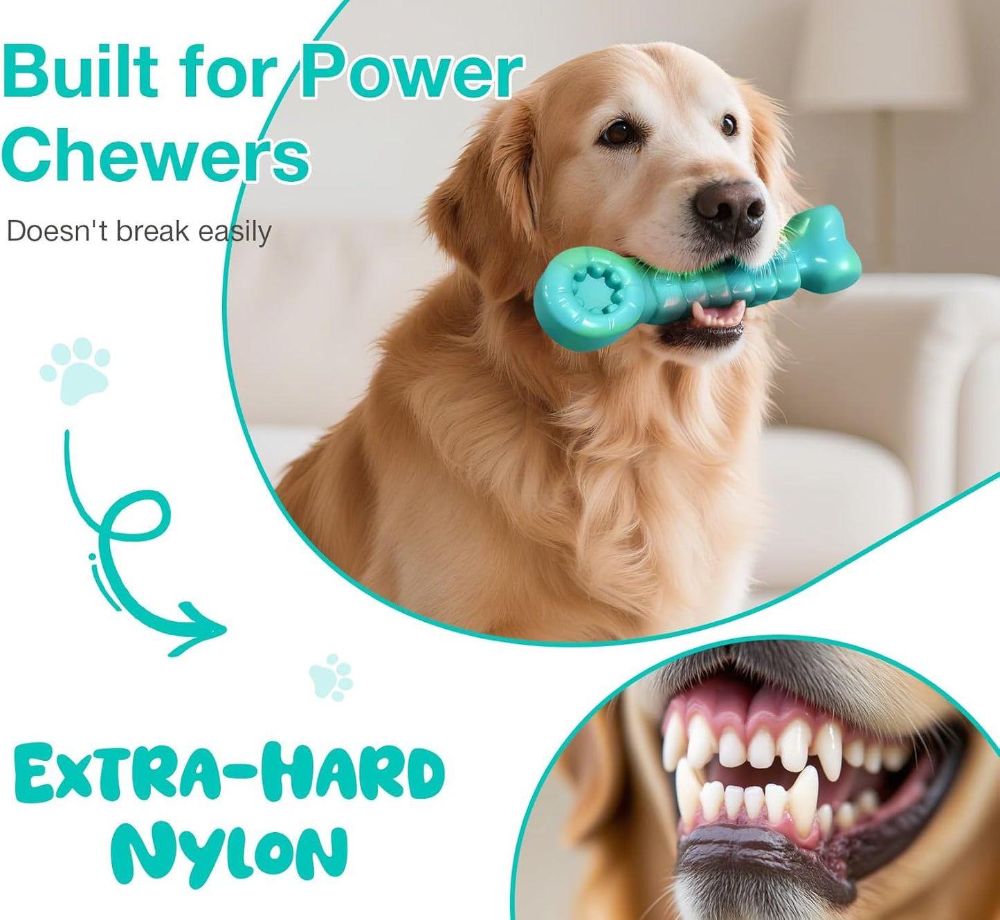 Tough Dog Toys for Aggressive Chewers - Indestructible Chew Toy Bone for Medium & Large Breeds, Keeps Dogs Busy & Cleans Teeth - Peanut Flavored