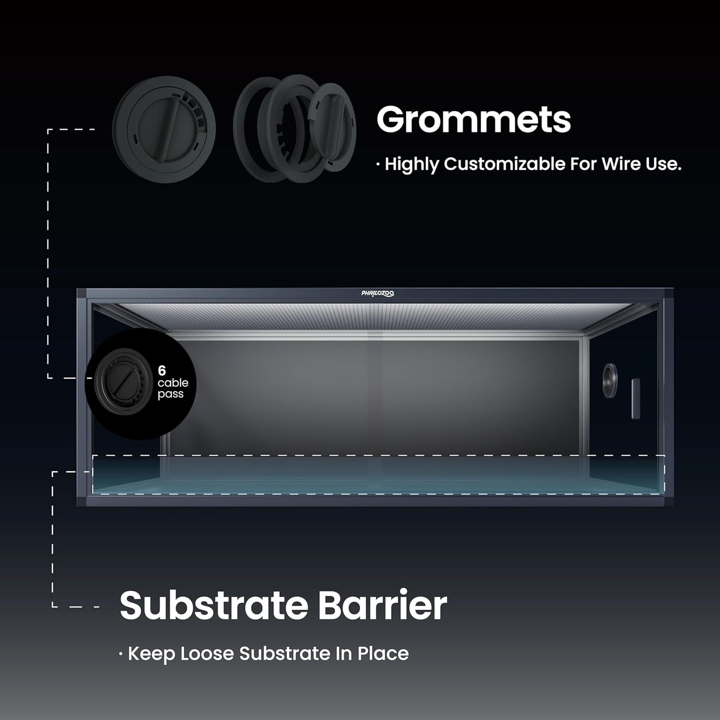 85 Gallon Reptile Tank, Front Opening Snake Tank for Easy Maintenance, Reptile Enclosure with Top Screen Ventilation 48''x24''x18''