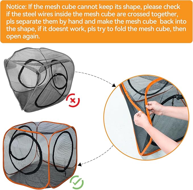 Pet Play Tunnel + Cube(with Three Ways) for Indoor and Outdoor, Kitty Play House, Cat Enclosures, Collapsible Cat Tent, Cage, Kitten Toys Easy to Connect with Kitty Tent（2 Cubes + Run Tunnel）