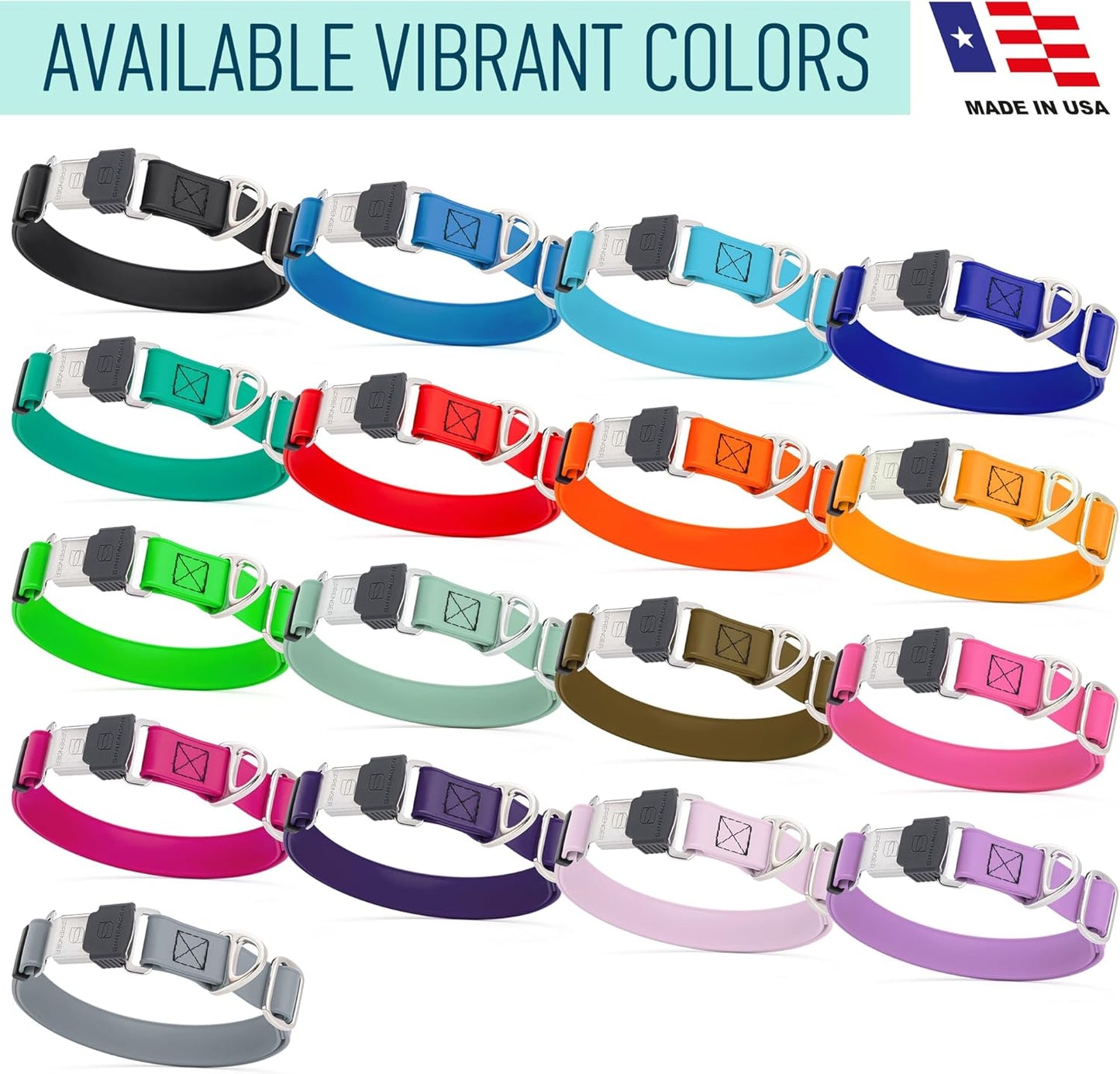 Dogline Biothane Waterproof Dog Collar with Herm Sprenger Black Stainless Steel Quick Release Buckle – Heavy Duty Tactical Durable Collar for Dogs – Comfortable, Safe Pet Collar W1 L15-25 Sage Green