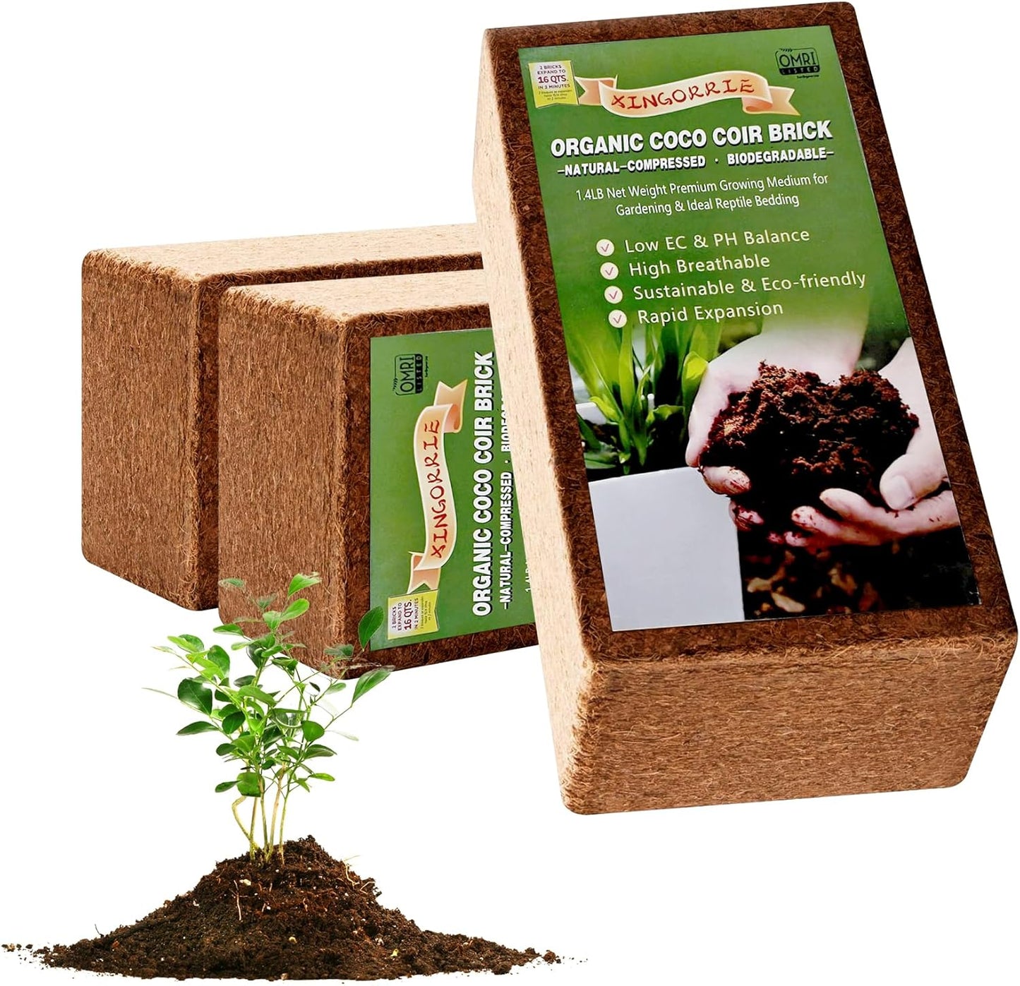 Coco Coir Brick for Plants- 10 Pack,1.4lbs 100% Organic Coconut Coir Soil Neutral pH, for Plant Growth and Root Developmentfor Growing Vegetables & Ideal Reptile Bedding (10)