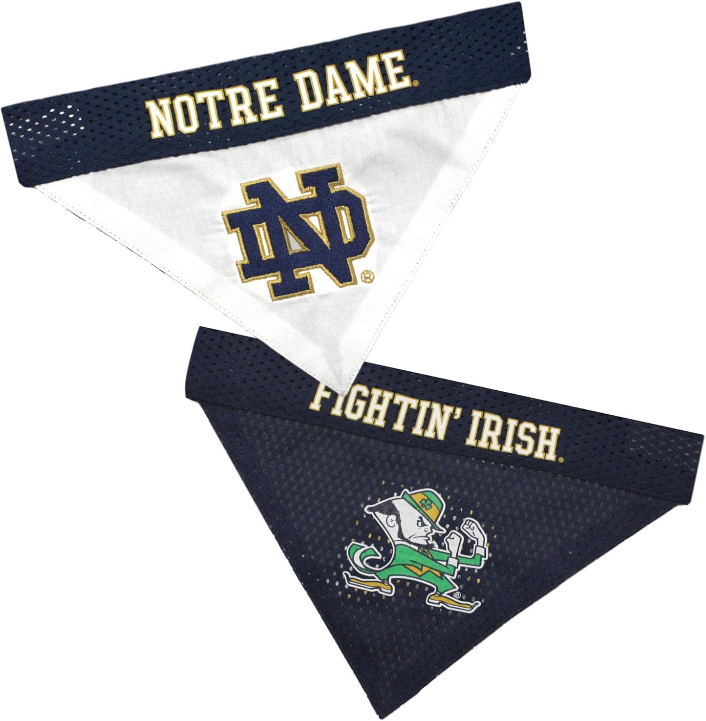 Pets First Collegiate Pet Accessories, Reversible Bandana, Notre Dame Fighting Irish Size Small/Medium