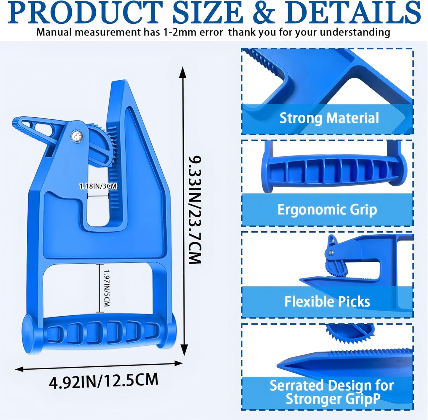 Stall Mat Gripper,2 PCS Heavy Duty Stall Mat Grippers,Mats Movers Tool,Stall Mats Handlers,Ergonomic Effortless Mat Puller for Horse Stalls,Gym,Barn,Home,Trailer Rubber Mats,Saves Your Back and Hands