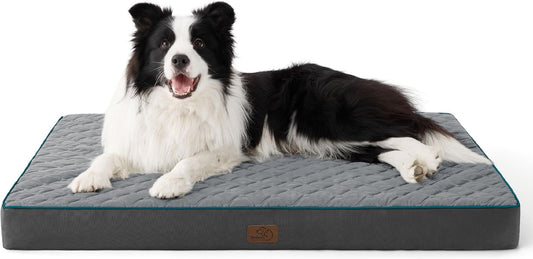 Bedsure Orthopedic Dog Bed Large Sized Dog - Memory Foam Pet Mattress with Removable Washable Cover and Egg Crate Foam, Thick Flat Suitable for Pet Up to 65 lbs, 36x27x3.5 Inches, Grey