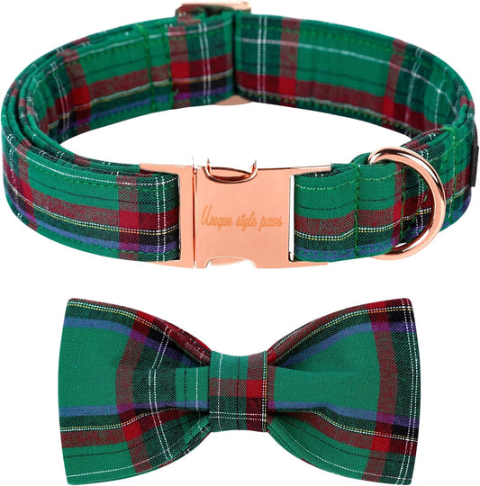 Unique style paws Dog Collar with Bow Tie Christmas Dog Collar for Small Medium Large Dogs with Adjustable Metal Buckle -XL