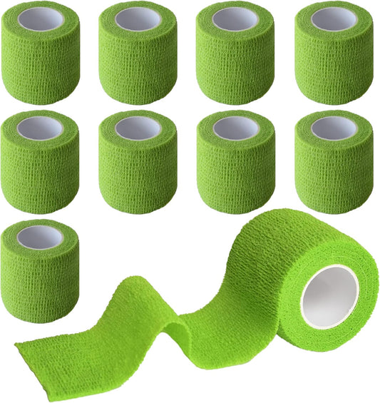 9 Pack 2" x 5 Yards Self Adhesive Bandage Wrap Self Stick Wrap for Ankle, Wrist, Finger, Sports, Breathable Cohesive Vet Tape for Pets (Grass Green)