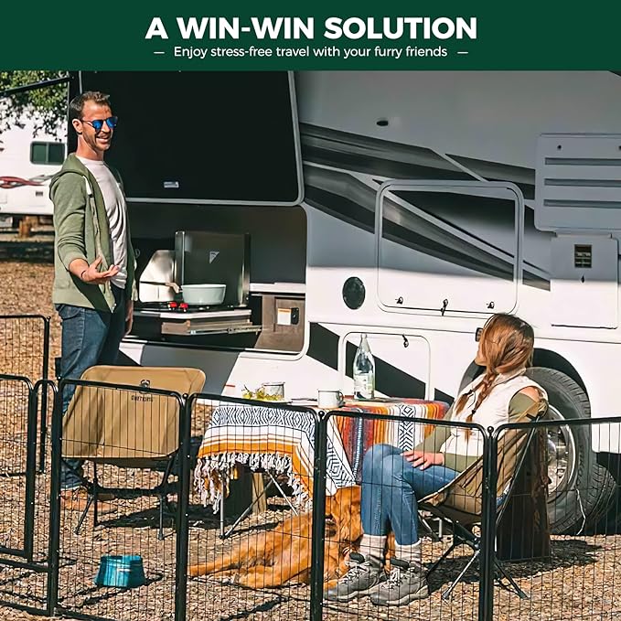 FXW Rollick Unleashed Dog Playpen for Indoor, Yard, RV Camping, 32 inch 32 Panels for Small and Medium Dogs, Black│Patented