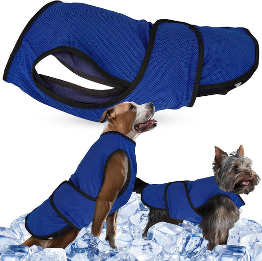 Dog Cooling Vest – Lightweight Summer Jacket for Dogs with Zip Neck & Velcro – Easy On/Off Cooling Coat for Walks, Travel & Outdoors