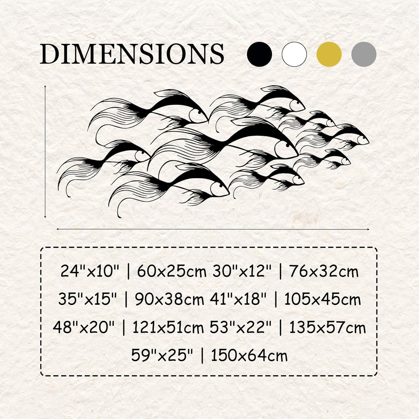 School of Fish Metal Wall Art, Metal Fish Wall Decor, Sea Life Wall Art, Large Nautical Wall Hanging, Modern Beach House Wall Decor, Ocean Themed Artwork for Bathroom (Gold, 30"x12" | 76x32cm)