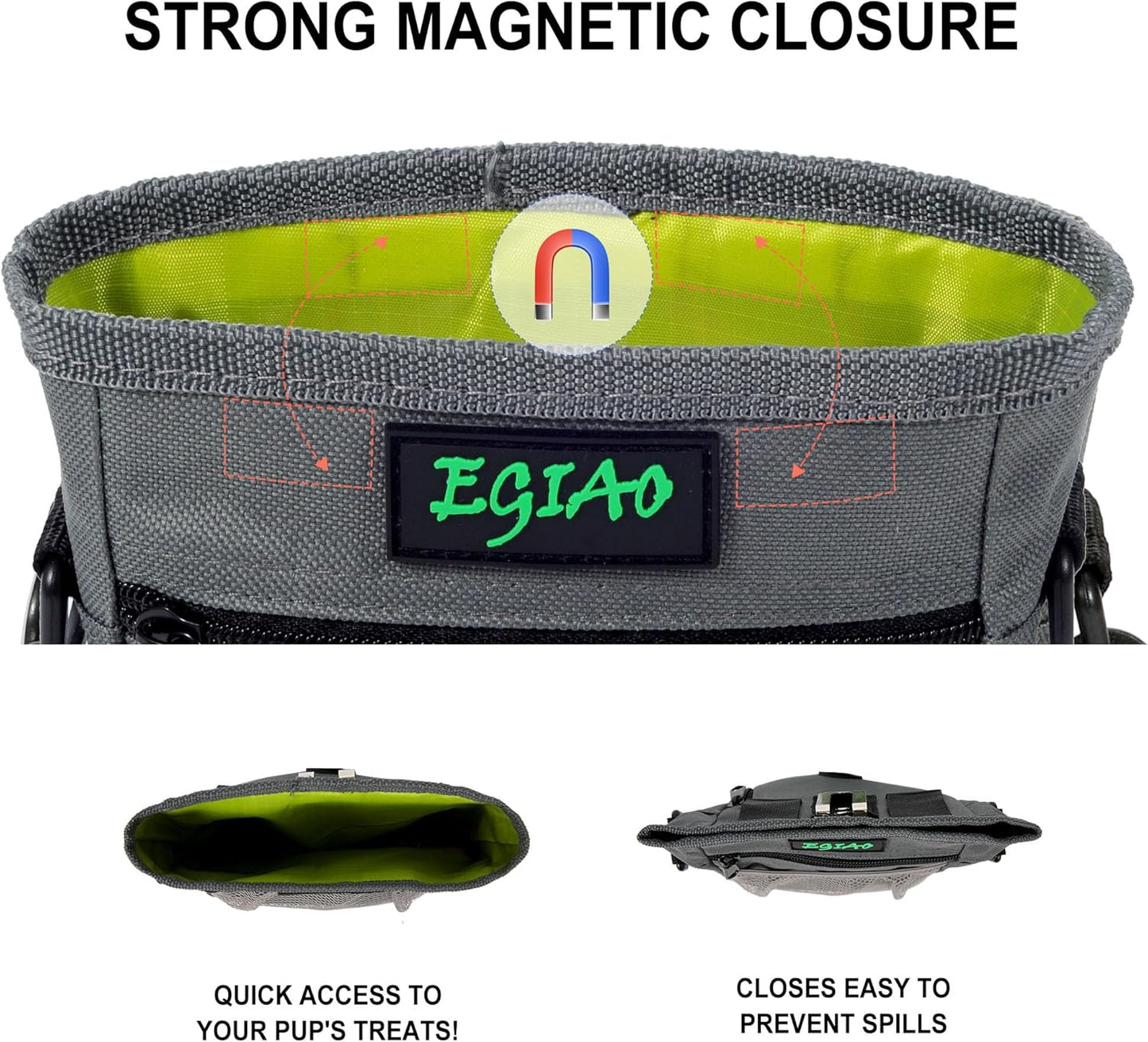 Dog Treat Pouch 2.0, Strong Magnetic Closure, Poop Bag Dispenser (Including Collapsible Dog Bowl, Training Clicker, Poop Bags)