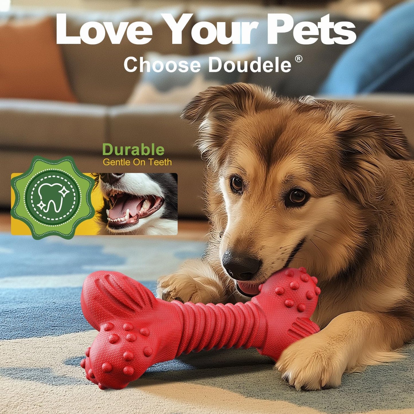 Dog Toys for Aggressive Chewers, Dog Toys for Medium Large Dogs, Natural Rubber Dog Chew Toys with Beef Flavor, Indestructible Chew Toys for Aggressive Chewers (red)