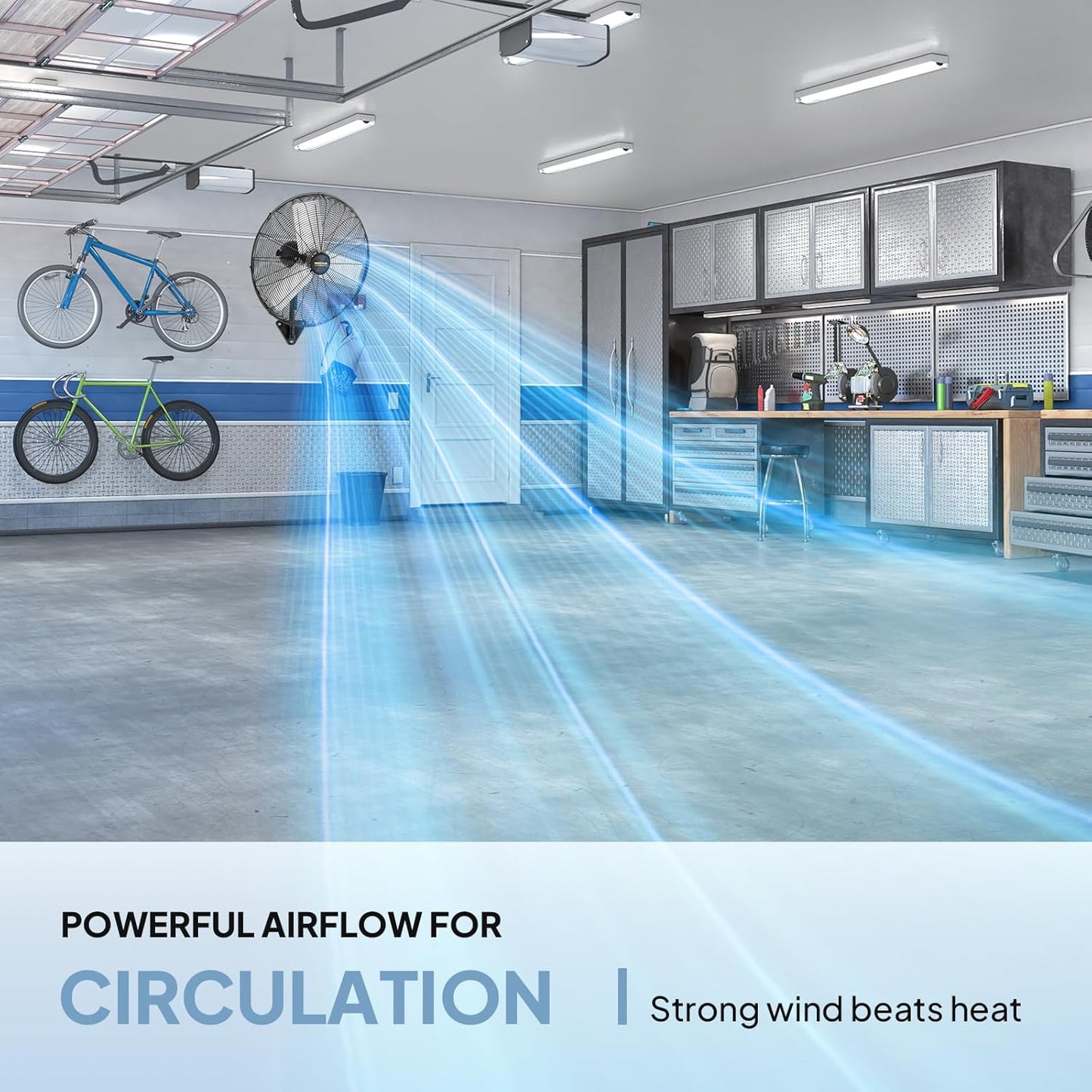 ROVSUN 30" Wall Mounted Fan, High Velocity Industrial Wall Fan with Wide Angle Oscillating, Commercial Ventilation Use, Suit for Garage, Shop, Greenhouse, Gym, UL Listed, 2-Pack