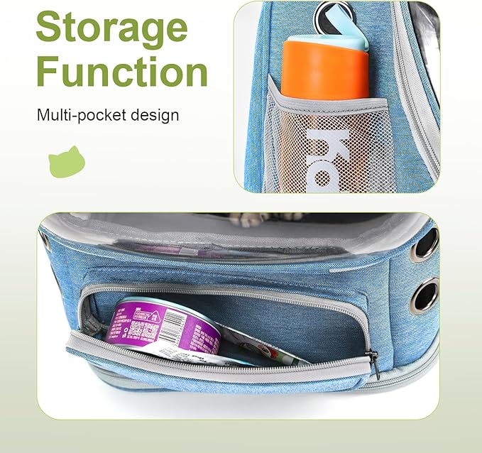 Expandable Cat Backpack,Cat Bubble Backpack Carrier for Carrying Cats, Pets and Small Dogs,Airline-Approved,Designed for Travel, Hiking, Walking,Car （Blue