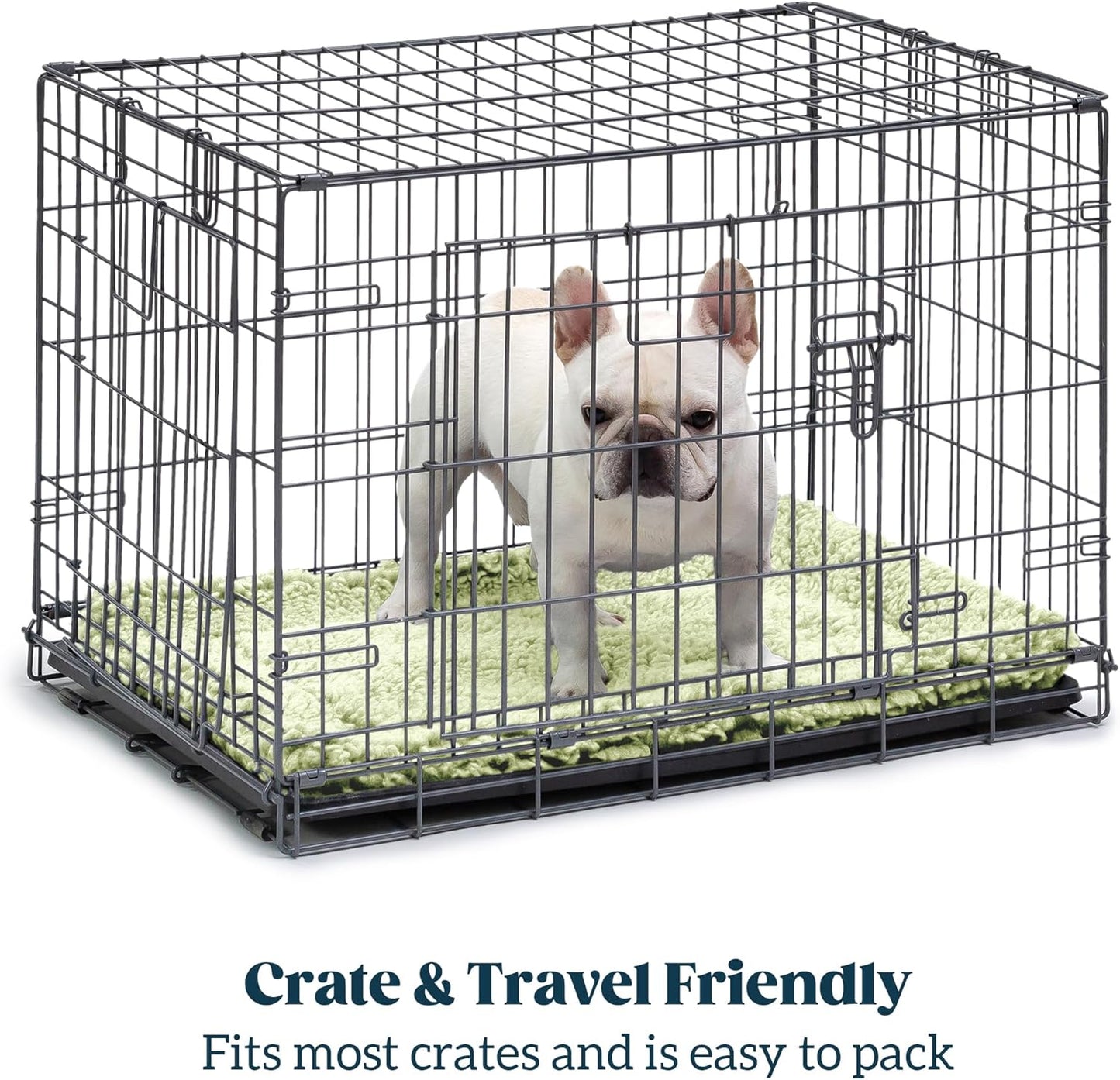 Stoutwool Indestructible Dog Bed - Fluffy Chew Proof Dog Crate Pad - Tough Kennel Pad for Aggressive Chewers - Washable, Ideal for Toy Breeds & Fits 18-Inch Crate - 17"x11", Gleam