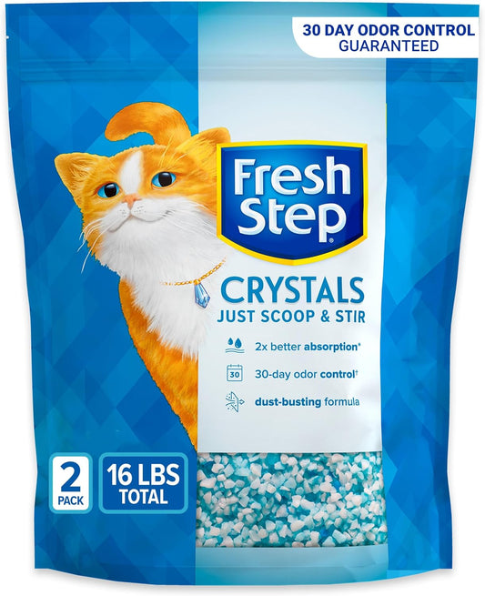 Fresh Step Crystals, Premium Cat Litter, Scented, 8 Pounds, Pack of 2 (Package May Vary)