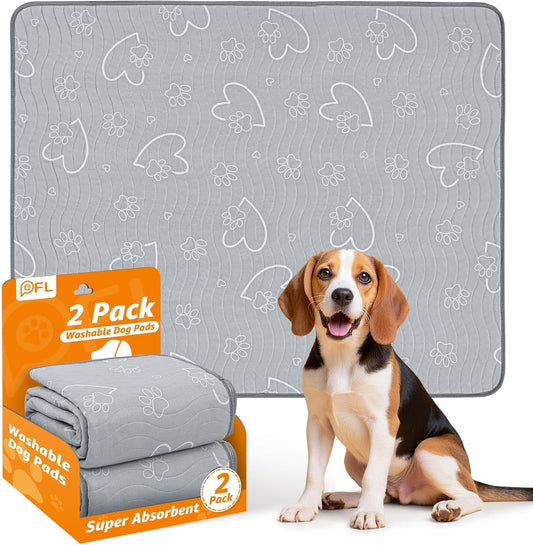 Washable Pee Pads for Dogs Reusable: 2 Pack Waterproof Puppy Pads Absorbent Quick Dry Training Pads - Non Slip Puppy Whelping Mats for Grate, Floor, Housebreak, Couch 18"x24"