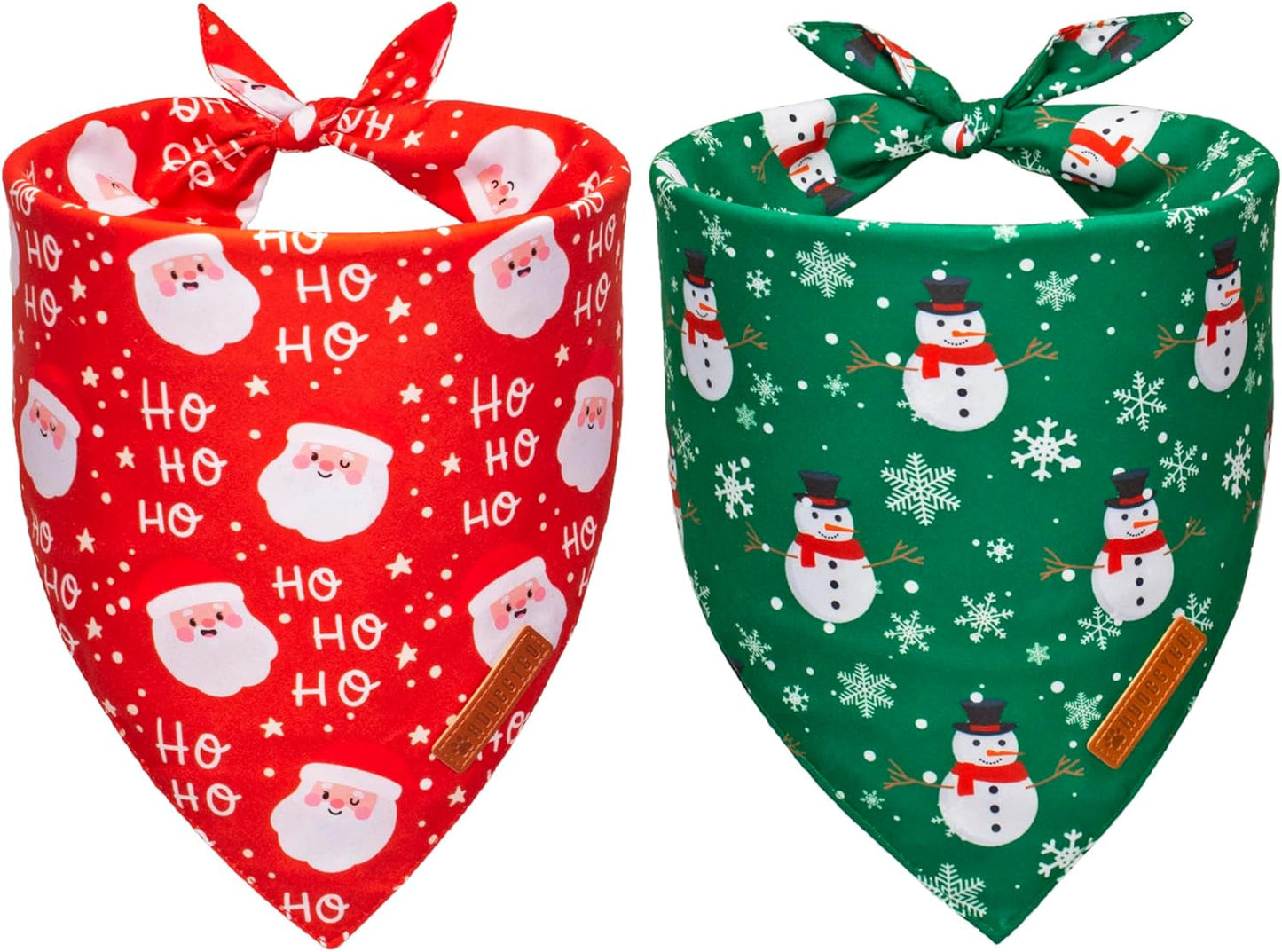 ADOGGYGO Christmas Dog Bandanas, Snowman Santa Xmas Pet Scarf, Multi Size Offered, Red Green Christmas Bandana for Medium Large Dogs Pets (Large)