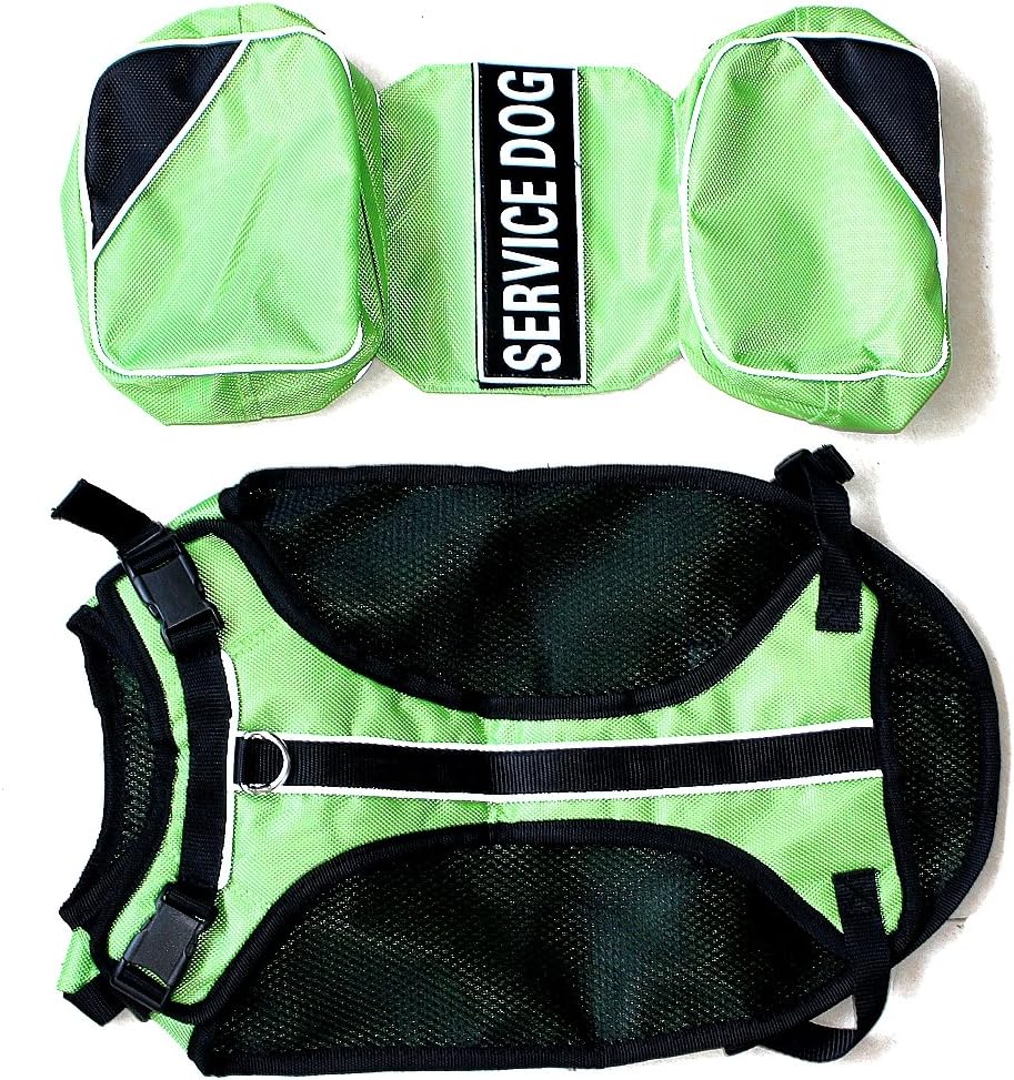 Serijoars Dog Vest Harnesses with Saddlebag Backpack for Camping & Travel - Reflective Hound Hiking Backpack Saddle Bag - Lightweight Vest Harness for Medium & Large Dogs (Green, L)