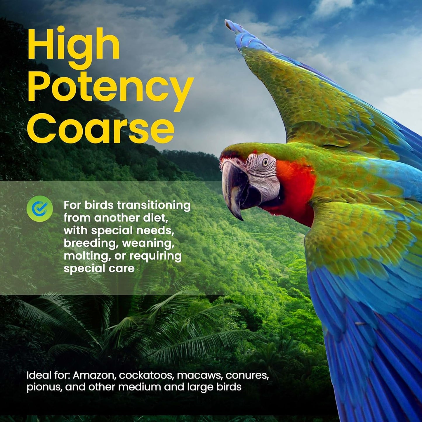 Harrison's Bird Foods High Potency Coarse—Maximum Nutritional Formula for Medium to Large Birds, Certified Organic Non-GMO Pet Bird Food, Vet-Developed, Suitable for All Life Stages, 2.27 kg/ 5 lb