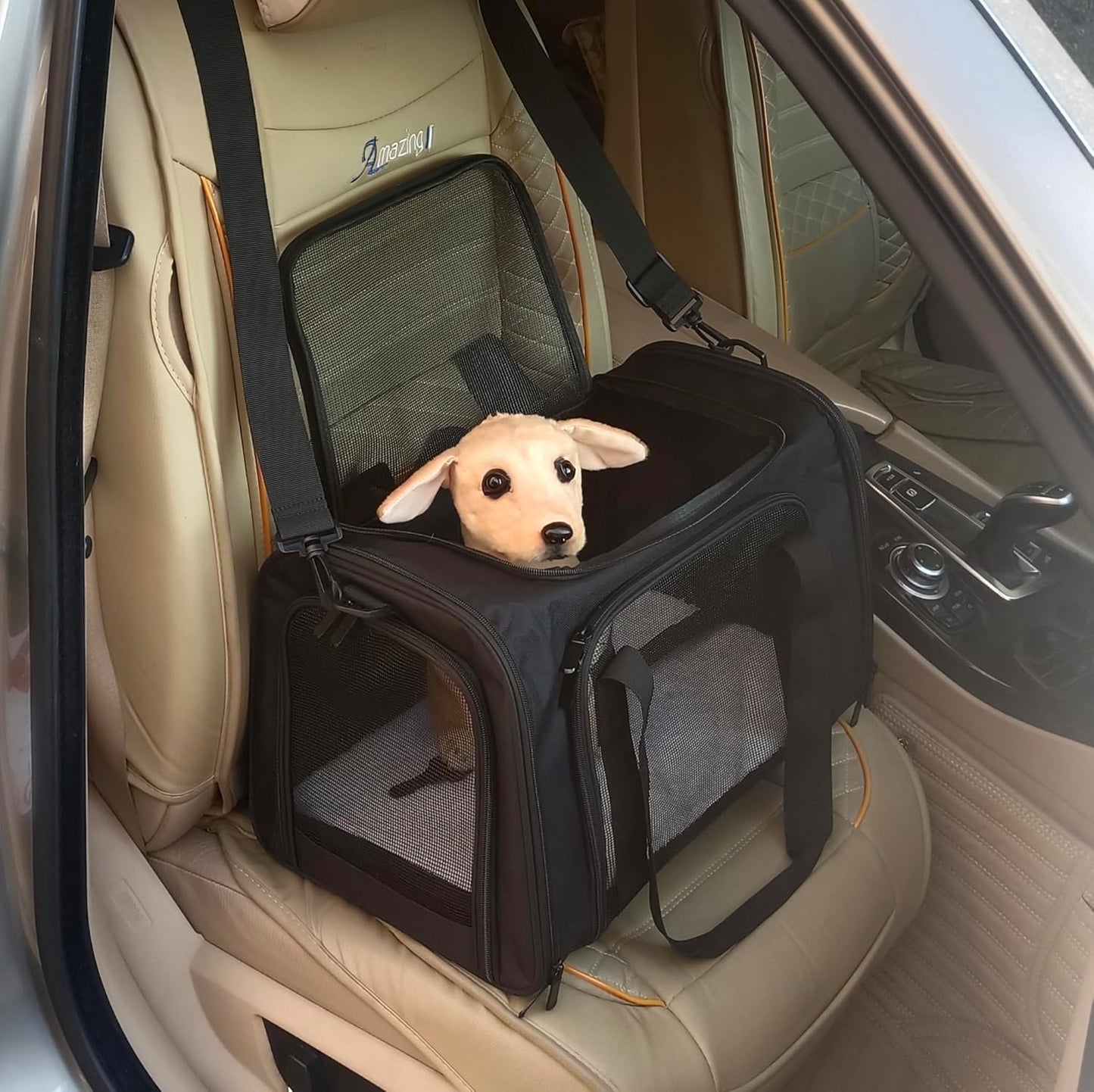 Cat Carrier Dog Carrier Pet Carrier Cat Bags for Small Medium Cats Dogs Puppies of 15 Lbs,of Airline Approved Small Dog Bag Soft Sided,Collapsible Travel Puppy Carrier(Large, Black)