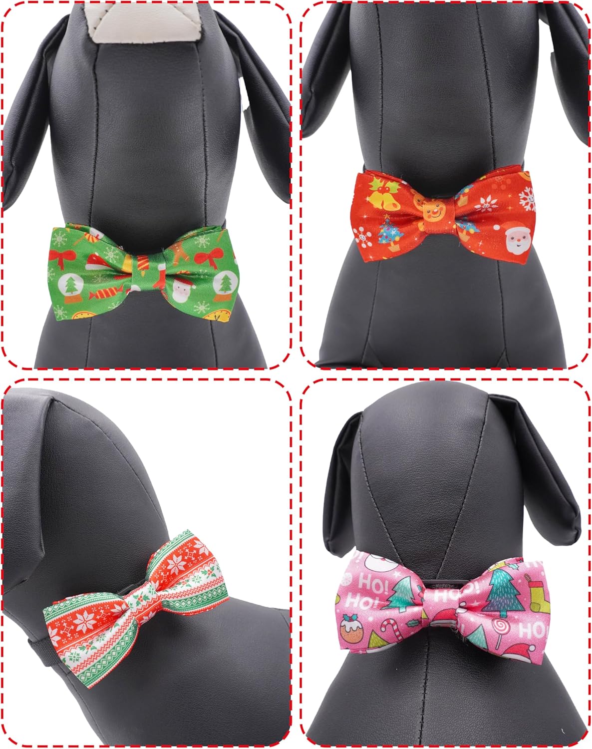 PET SHOW 10 Pack Christmas Small Dog Bow Ties Sliding Collar Attachments Puppy Cats Xmas Tree Bowties for Medium Dogs Santa Bowknots Holiday Party Pet Grooming Accessories(Small)
