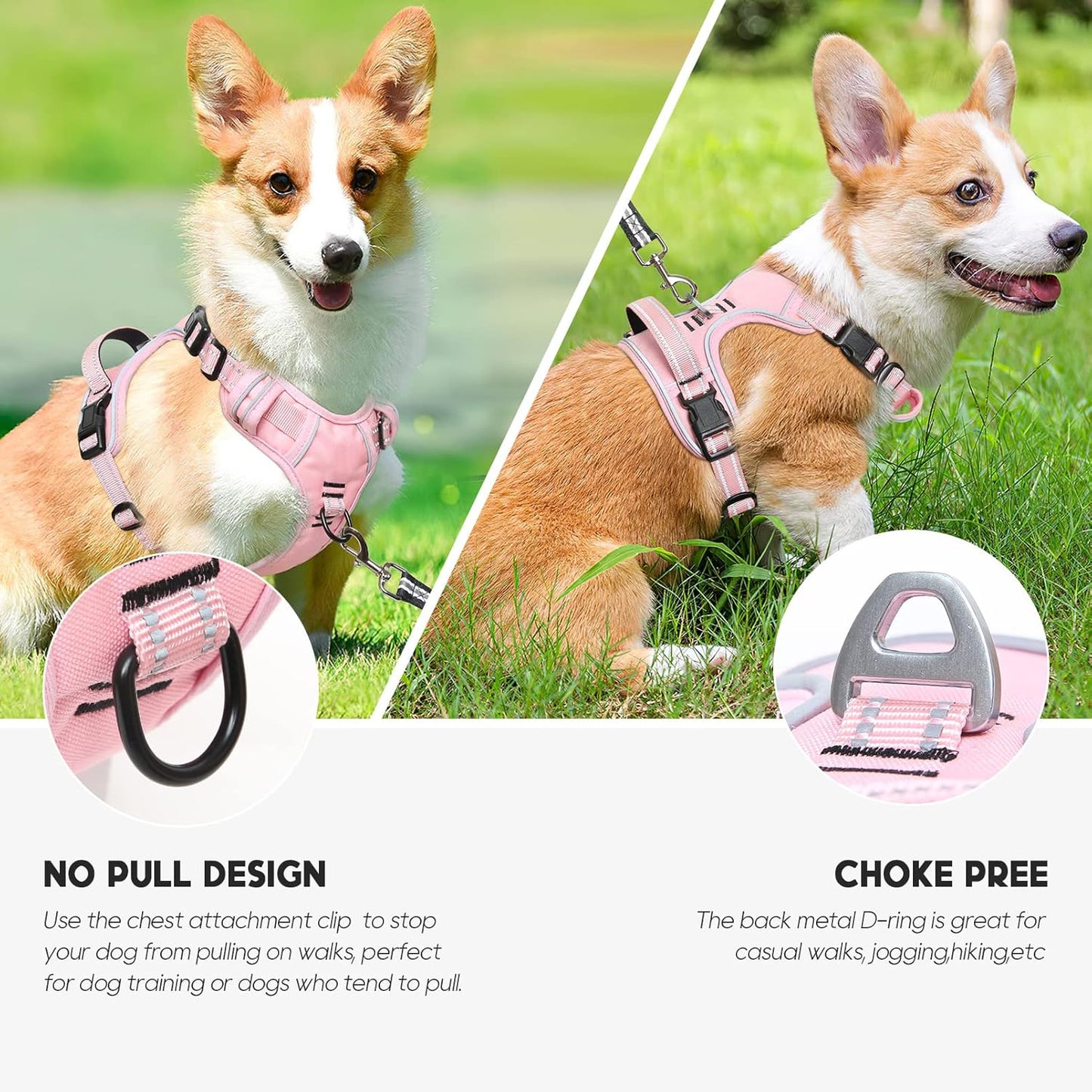 No Pull Dog Harness, No Choke Front Lead Dog Reflective Harness, Adjustable Soft Padded Pet Vest with Easy Control Handle for Small Medium Large Dogs, X-Large (Pack of 1)