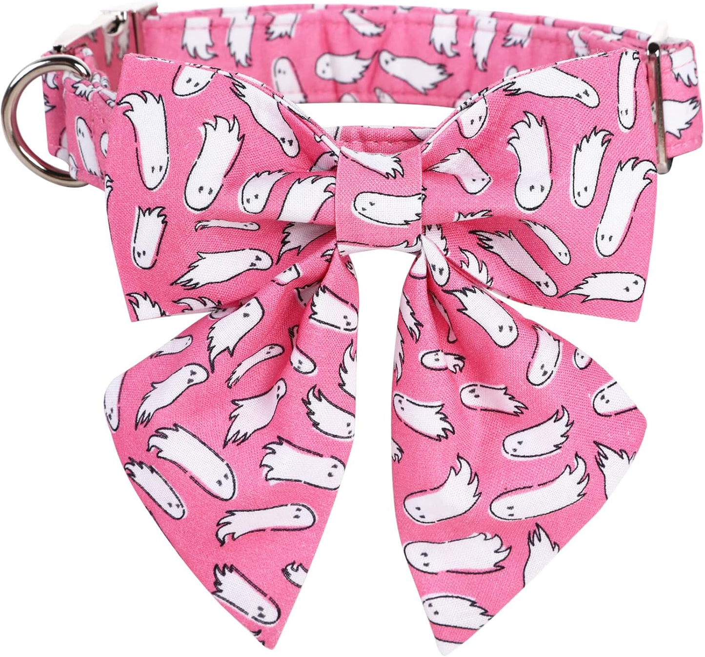 Lionet Paws Dog Collar with Bowtie, Halloween Bowtie for Dogs, Adjustable Comfortable Large Dog Collar Girl, L, Neck 16-24 in