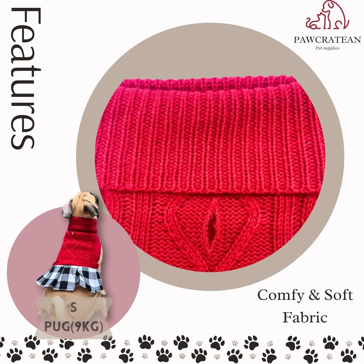 Cute Sweater for Dogs and Cats Soft Flannel Pet Outfit Warm and Cozy Animal Hoodie Small to Large Pet Clothes for Halloween Parties and Everyday Wear (Medium, Red Dress)