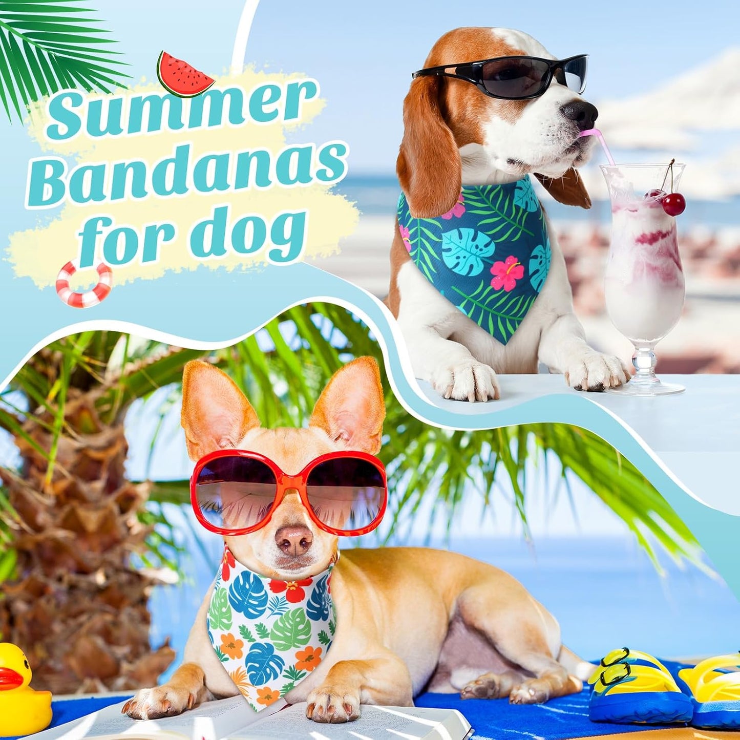 Shyyween100 Pieces Hawaii Dog Bandanas Bulk Summer Bandanas for Dogs Soft Bibs Adjustable Triangle Scarf for Small Medium Large Pets Summer Costume