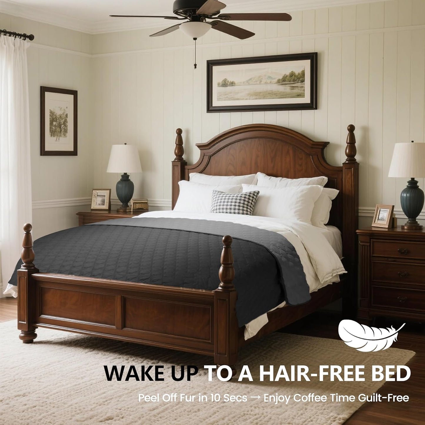 gogobunny 3X Stronger Waterproof Pet Blanket, Scratch Proof Furniture Protector for Dogs Cats, Reversible Cover 52x82 Inch, Dark Grey/Light Grey