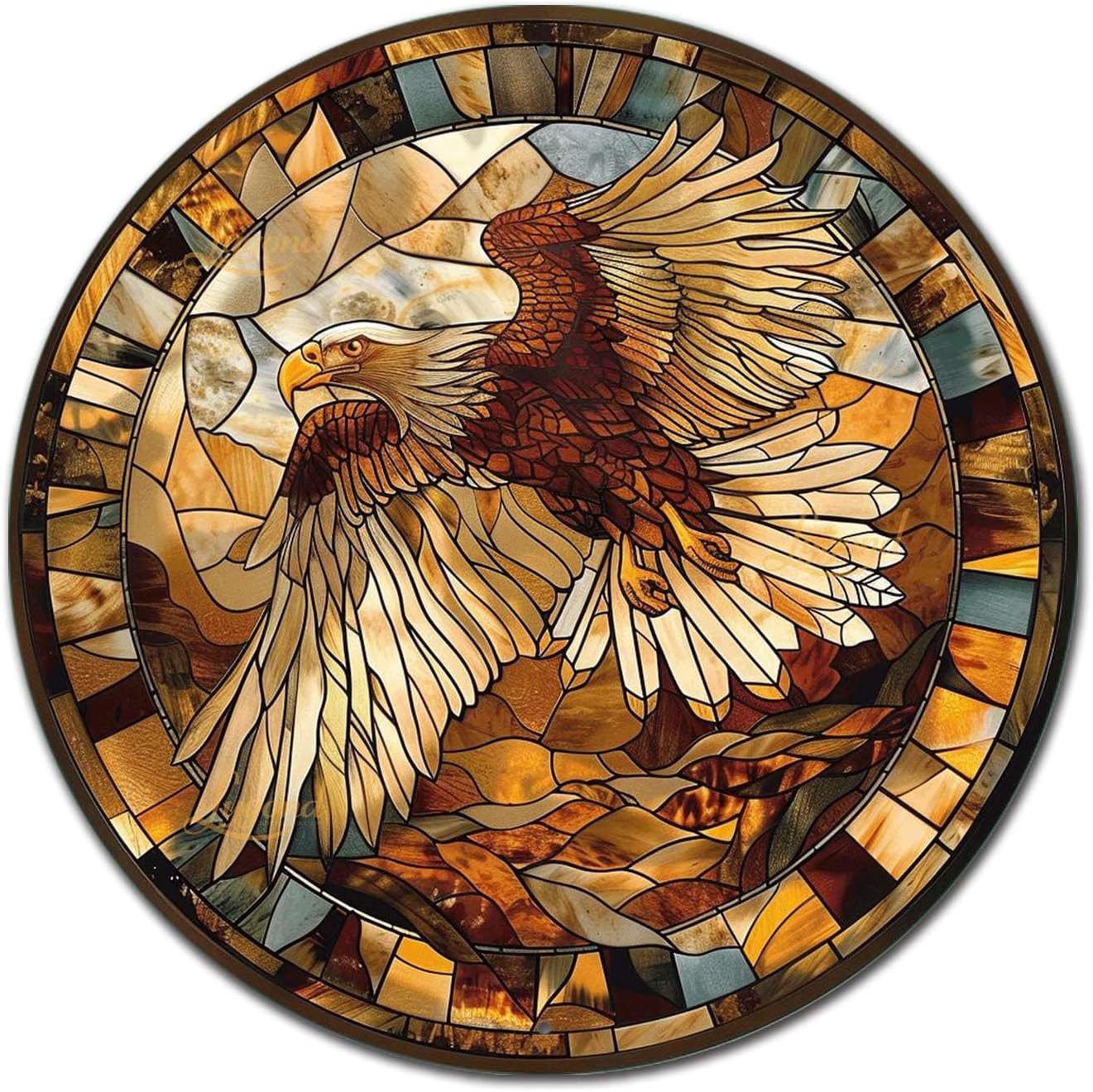 Lygond Metal Eagle Stained Glass Sign - 1212 Inches For Garden & Patio