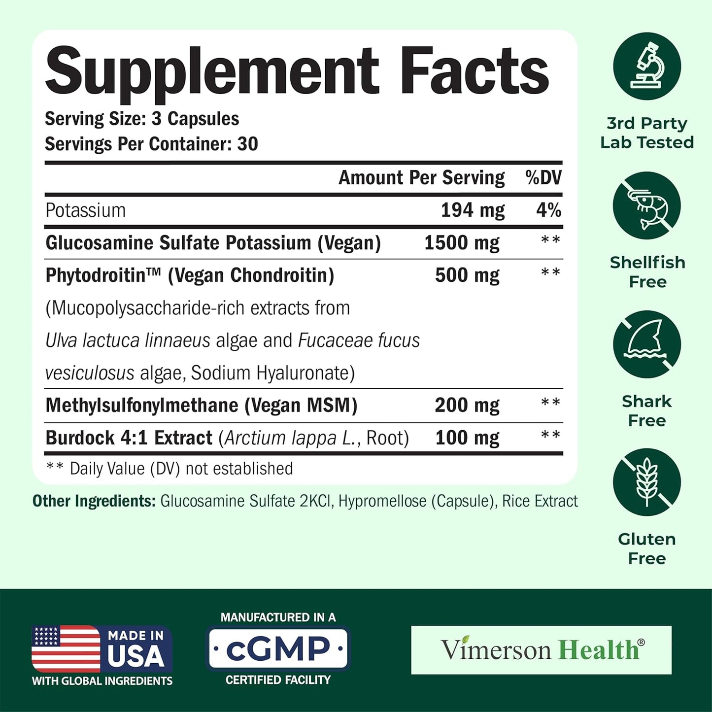 Glucosamine Chondroitin MSM – Joint Support Supplement for Women and Men with Glucosamine Sulfate 1500 mg, Chondroitin and MSM – for Cartilage, Joint Health and Flexibility – 90 Capsules, Vegan