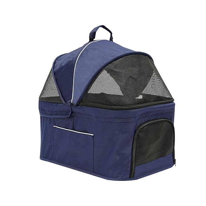 Double Pet Stroller,3.07lbs Dog Cat Carrying Cart,Lightweight Foldable Pet Stroller with 4 Wheels,Blue Portable Compact Pet Travel Cart for Small Dogs and Cats (Blue)