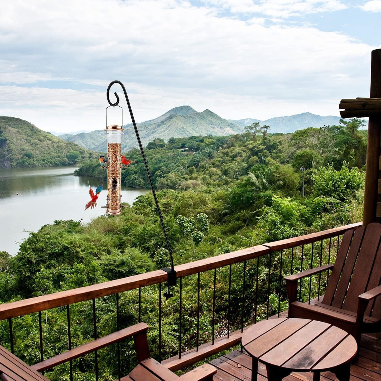 MIXXIDEA Heavy Duty Extensible Deck Hook - Adjustable for Hanging Bird Feeders, Plants, Suet Baskets, Wind Chimes, Lanterns