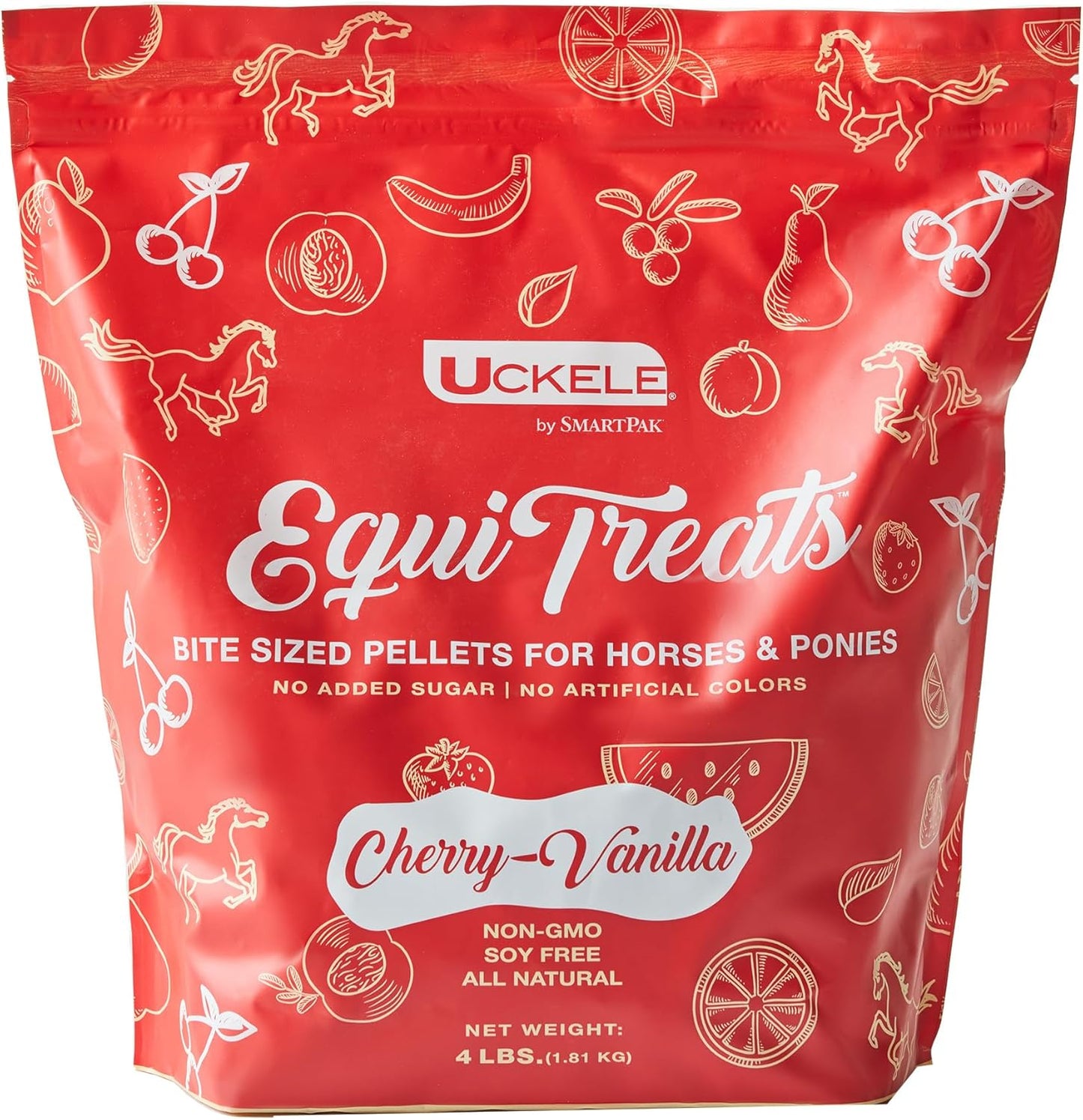 Uckele by SmartEquine Equi Treats Bite Sized Pellets | Horse Treats with No Added Sugar | Training & Competition Reward | Made with Timothy Grass & Sunflower Meal | Cherry-Vanilla, 4 lb
