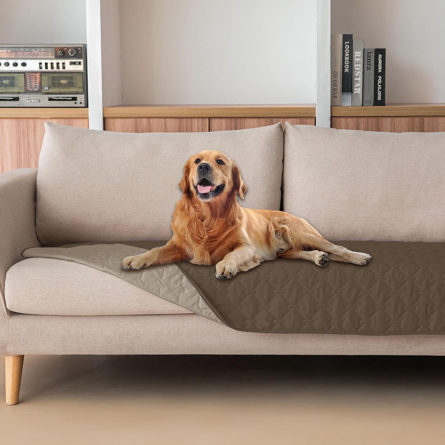 gogobunny 100% Double Sided Waterproof Dog Blanket Soft Pet Bed Cover Reversible Protect Furniture Couch Sofa Car for Puppy Cat Kids (Dark Walnut/Light Walnut, 30x70 Inch (Pack of 1))