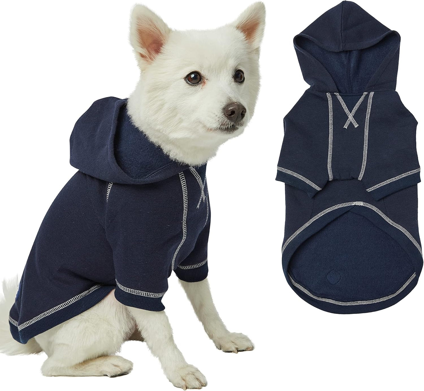Blueberry Pet Essentials Dog Hoodie – 20 inch, Cotton‑Blend Sweatshirt with Hood, Midnight Blue, Machine‑Washable Small‑Dog Jersey