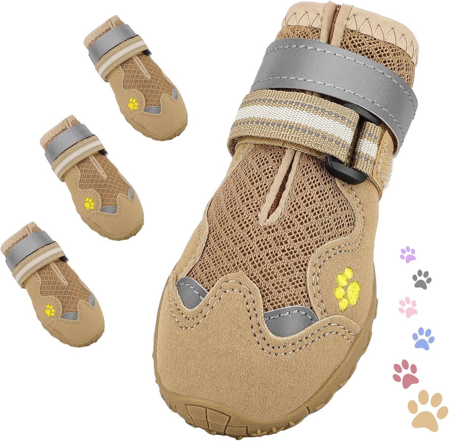 Dog Shoes for Large Medium Small Dog, Mesh Breathable Dog Shoes for Hot Pavement, Anti-Slip Dogs Boots Paw Protectors with Reflective for Outdoor Walking Indoor Hardfloors (Size 1)