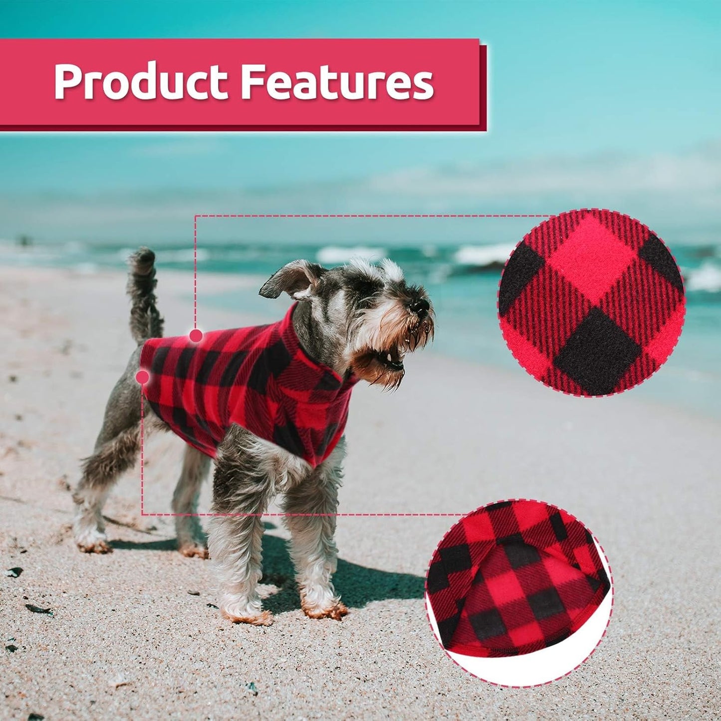 ASENKU PLAID Dog Fleece Vest & Pajamas - 3 Pack, Warm Winter Dog Coat, Jacket Pet Clothes for Small & Medium Dogs