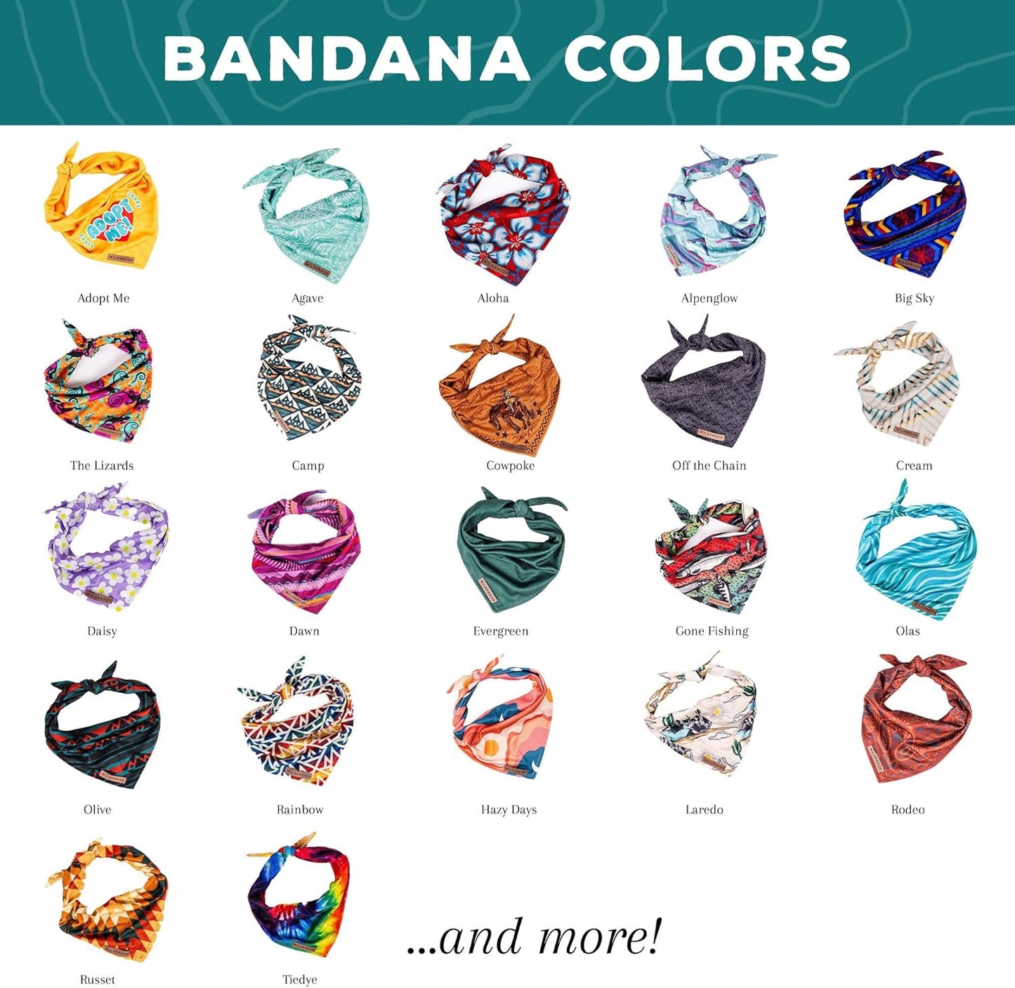 Wilderdog Dog Bandana with Lightweight Quick Drying Poly-Blend Mesh Material in Gone Fishing